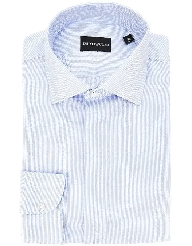Cotton Twill Shirt With Striped Motif