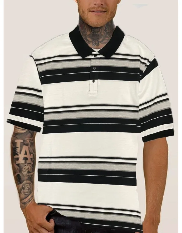 Old School Striped Pique Polo Shirt, Breathable Fabric, Comfortable Fit