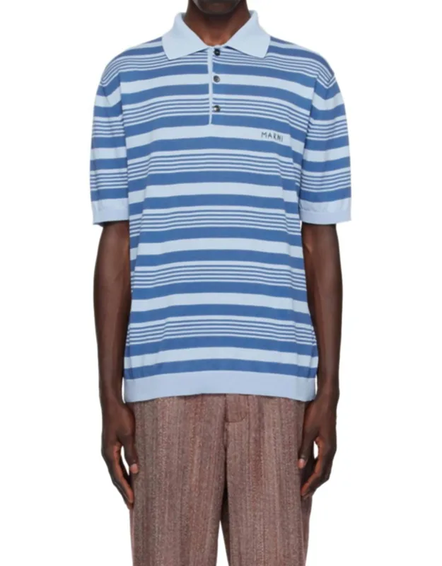 Striped Cotton Short Sleeve Knit Polo Shirt