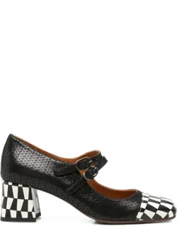 Check-pattern Double-strap Pumps