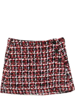 Bouclé Button-front Mini Skirt