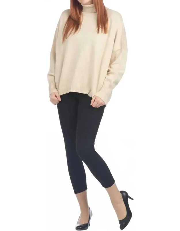 Turtleneck Sweater With Ribbed Detail