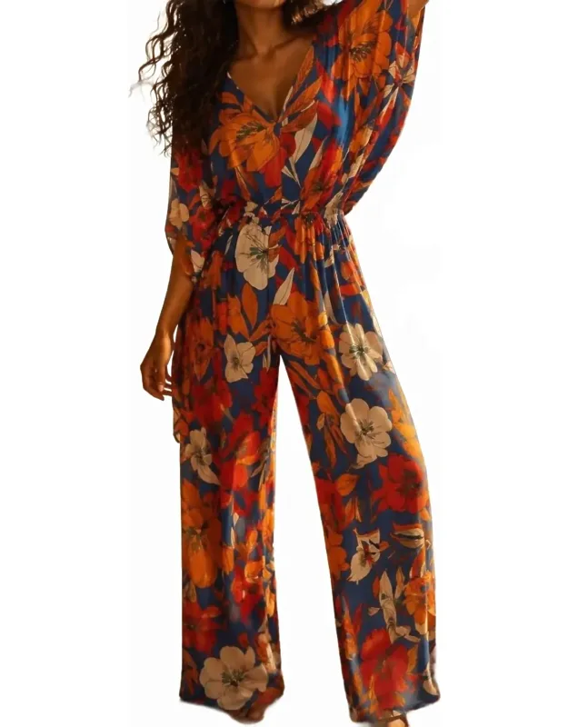 Tropical Floral Wide Leg Jumpsuit