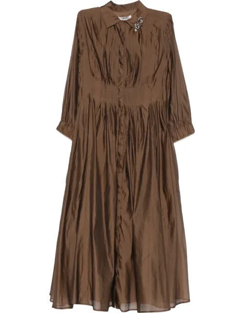 Crystal-embellished Pleated Midi Dress