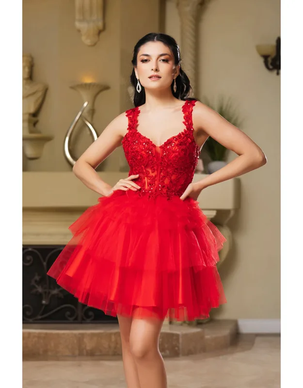 A-line Spaghetti Strap Semi Formal Dress