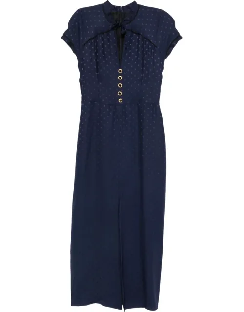 Star-print Tie-neck Midi Dress