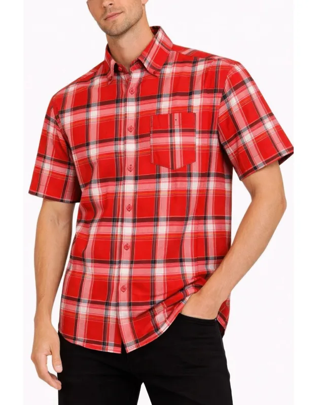 Checkered Button Down Short Sleeve Shirt