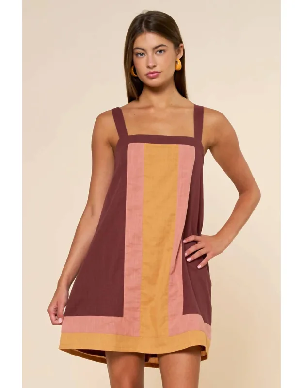 Color Block Sleeveless Mini Dress