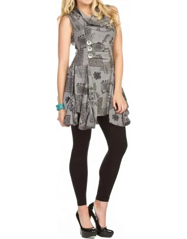Floral Multi Print Hem Detail Tunic Dress