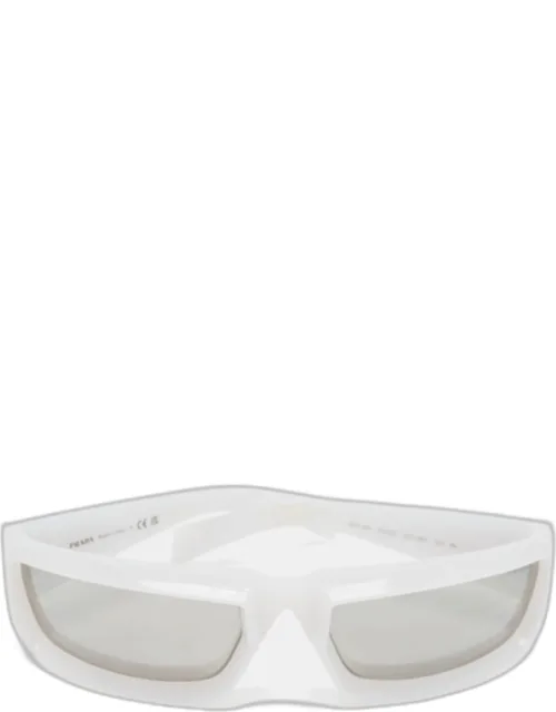 Off White/grey Mirrored Runway Rectangle Sunglasses