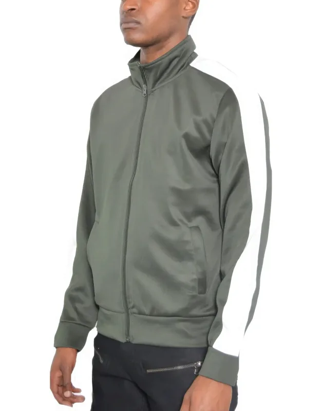 Track Single Stripe Jacket - Full Zip, Elastic Cuffs