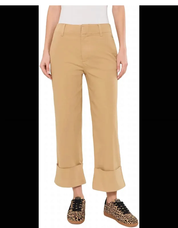 High Rise Straight Leg Roll Up Pants
