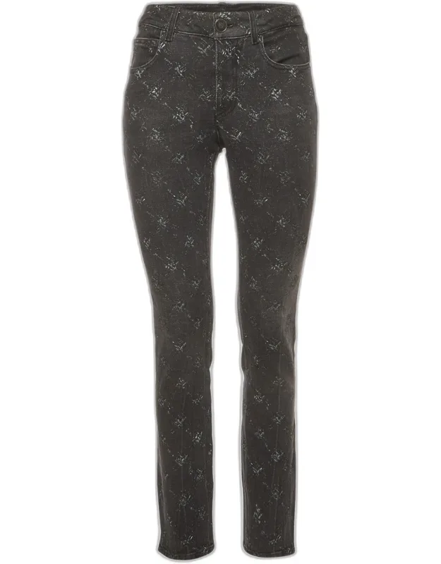 Printed Denim Straight Leg Jeans