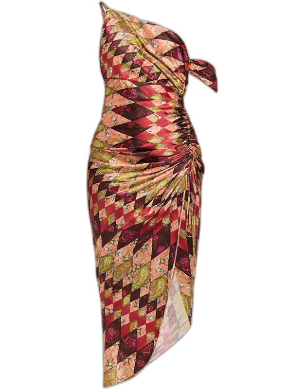 Draped Silk Midi Dress