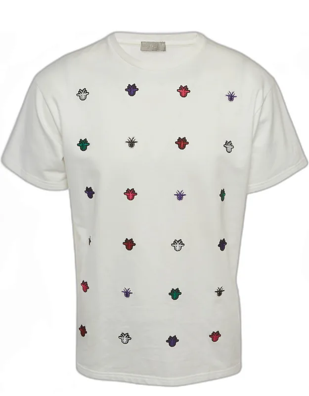 White Bee Applique Jersey Crewneck T-shirt
