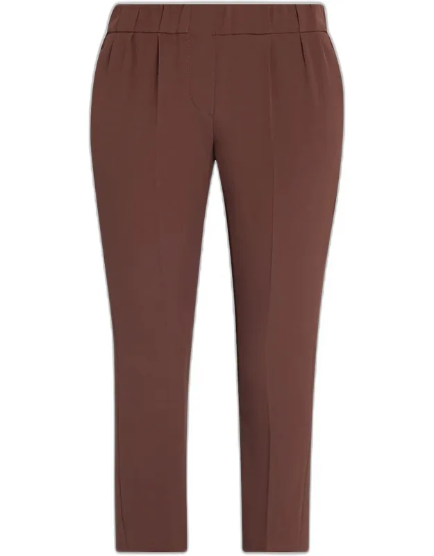 Silk Crepe Slim-leg Ankle Pull-on Pants