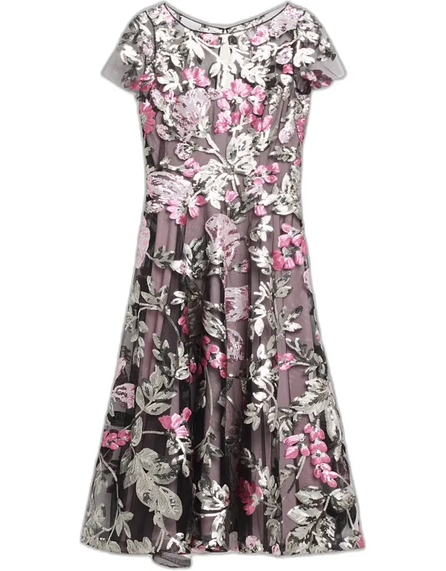 Floral Sequin Tea Dress