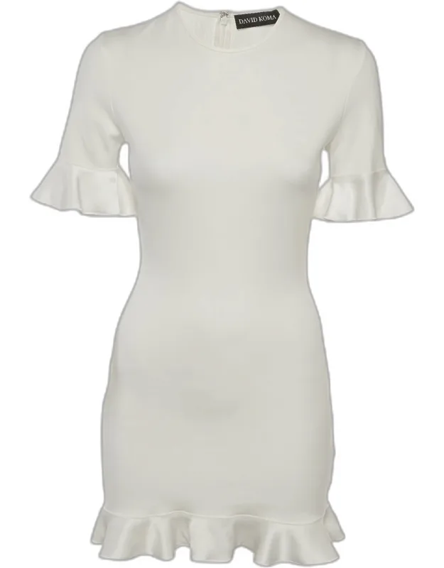 Ruffled Jersey And Satin Cut-out Mini Dress