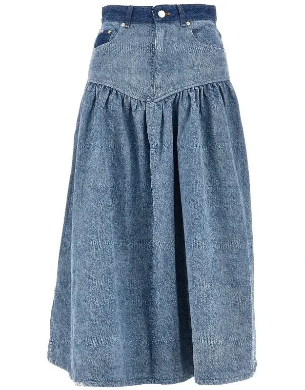 Cotton Denim Long Skirt