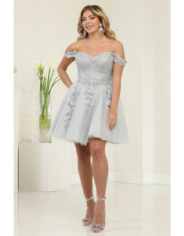 Floral Lace Off Shoulder Bridesmaid Dress