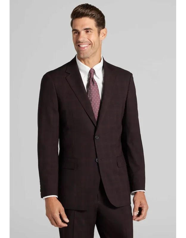 Tailored Fit Plaid Suit Jacket