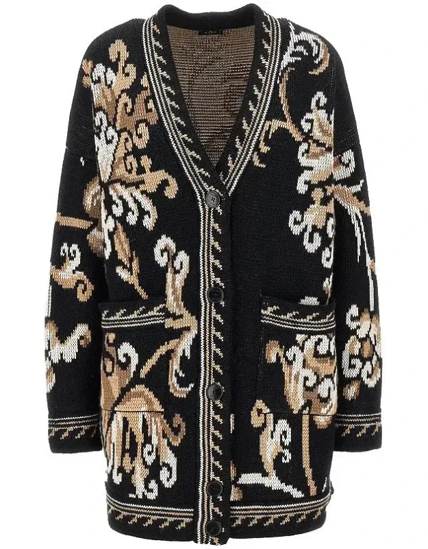 Jacquard Wool Cardigan