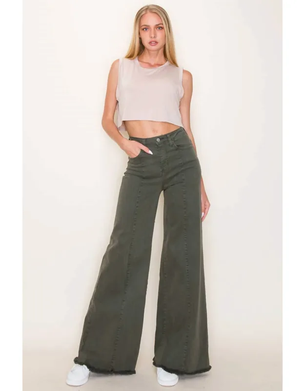 Front Seam Wide-leg Western Jeans