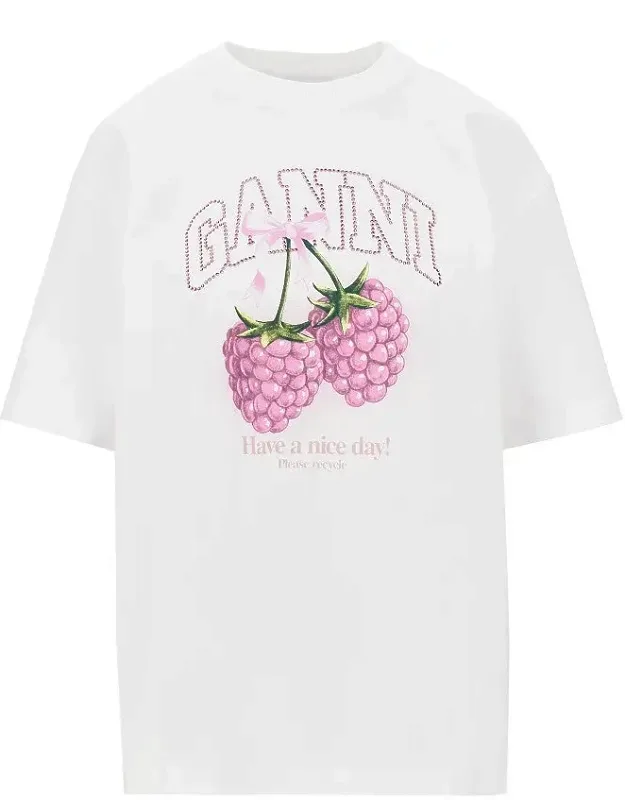 Cotton T-shirt With 'raspberries' Print