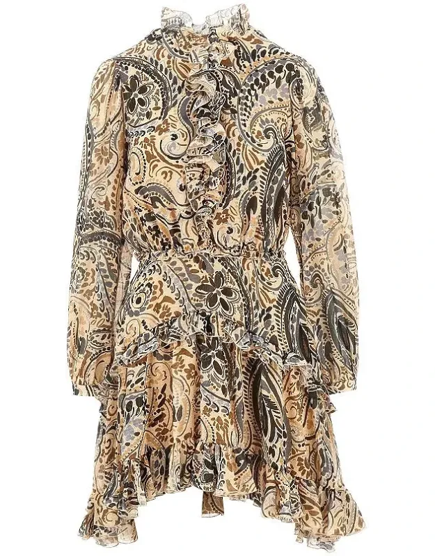 Short Dress With Floral Paisley Print