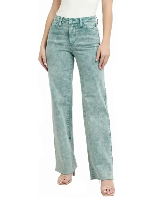High-waisted Garment-dyed Raw Hem Jeans