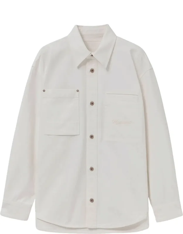 Cotton Shirt With Distinctive Logo Embroidery