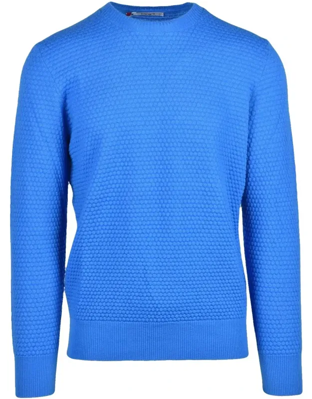 Textured Knit Wool Crew Neck Pullover