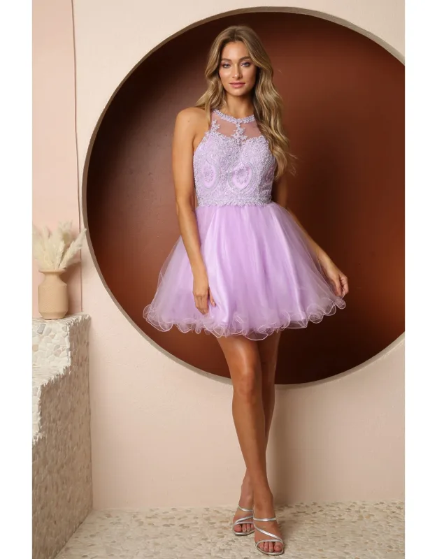 Halter Fit & Flare Short Dress