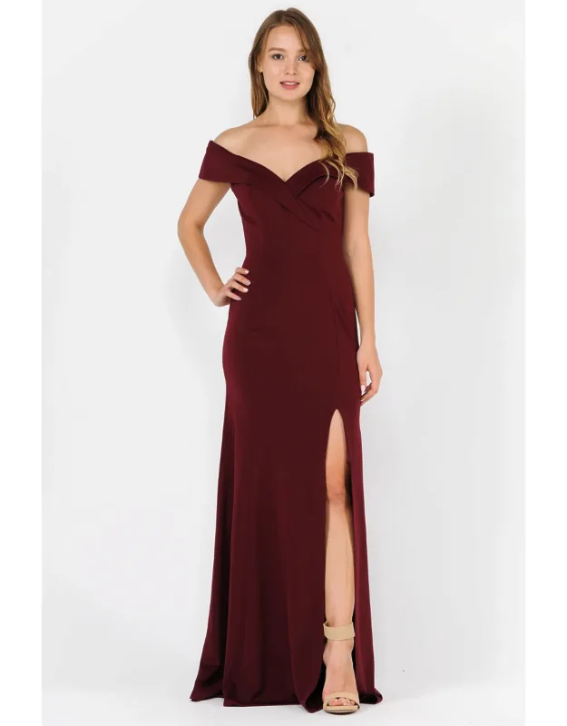 Simple Off Shoulder Bridesmaid Prom Long Dress