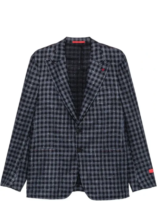 Gingham-check Notched-lapel Blazer