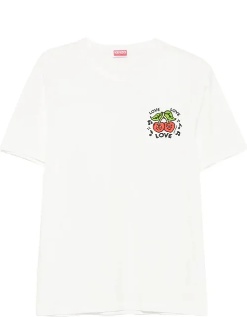 Cherry-embroidered T-shirt