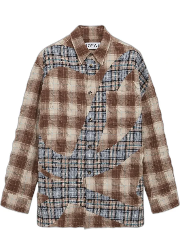 Patchwork Plaid Button-down Shirt