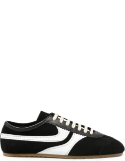Suede-panelled Leather Sneakers