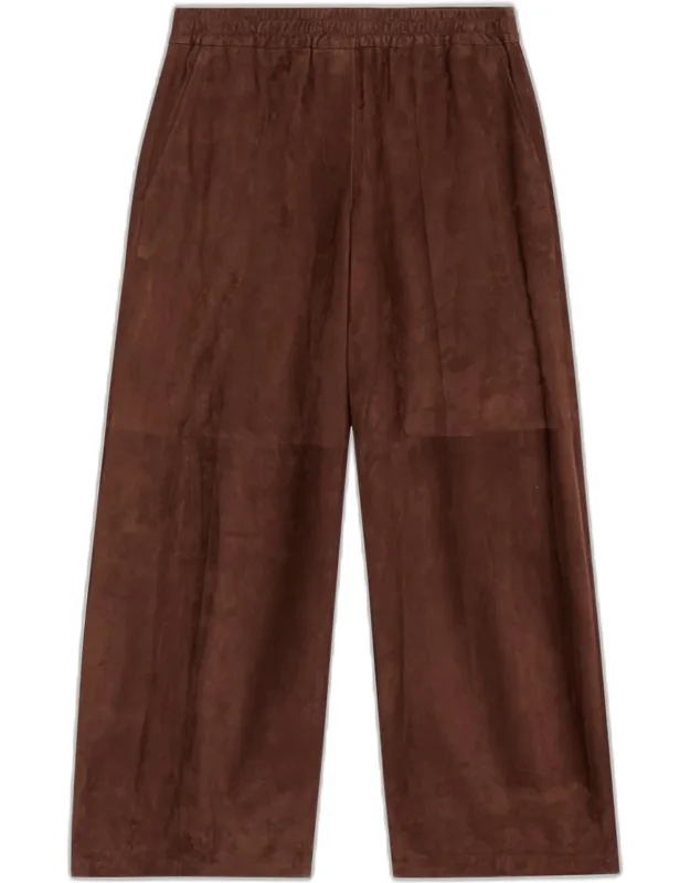 Suede Wide-leg Pull-on Pants