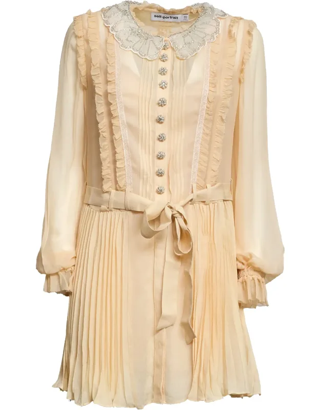 Pleated Ruffled Mini Dress