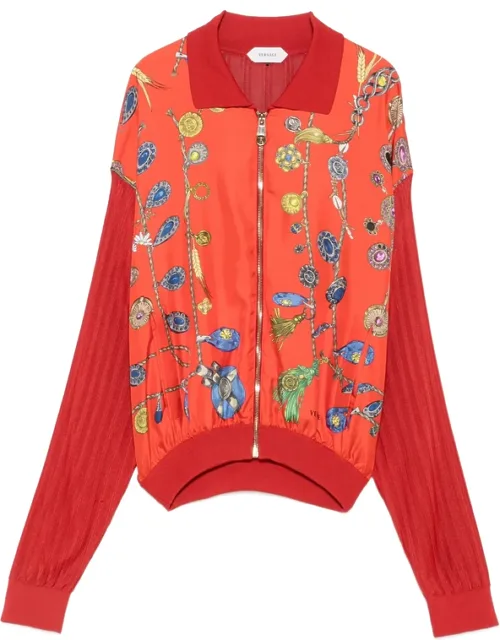 Jewellery-print Pleated-sleeve Cardigan