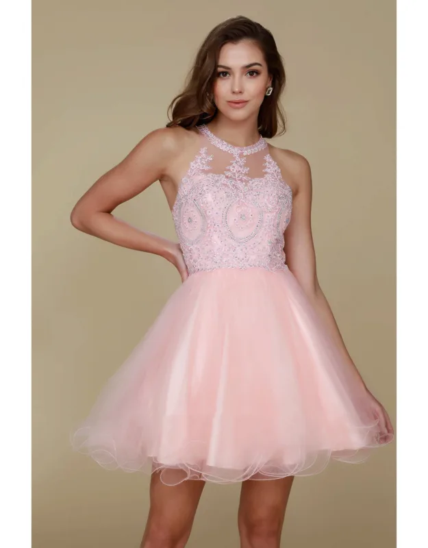 Halter Fit & Flare Short Dress