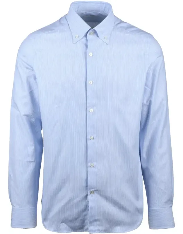 Striped Cotton Shirt With Button-down Collar