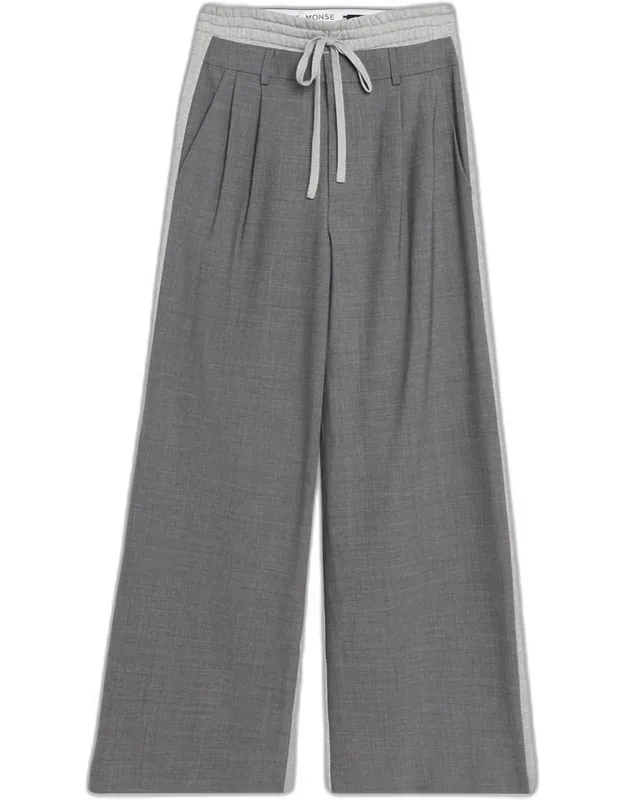 Tailored Wool Combo Wide-leg Sweatpants