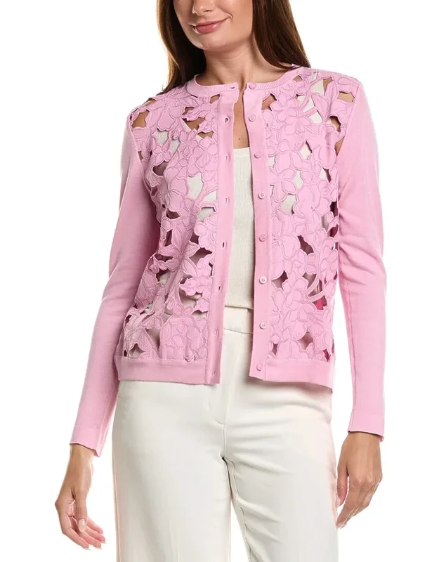 Cherry Blossom Guipure Insert Silk-blend Cardigan
