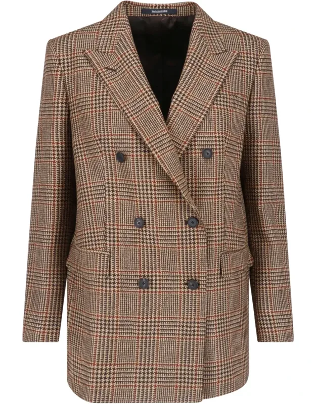 Pied De Poule Patterned Double-breasted Blazer