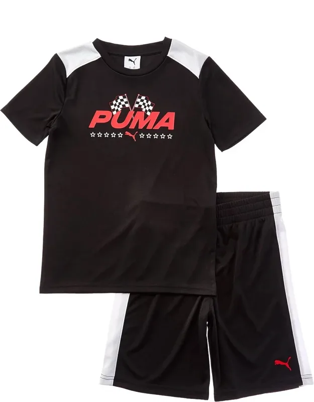 Puma 2pc T-shirt & Short Set With Crewneck And Elastic Waist