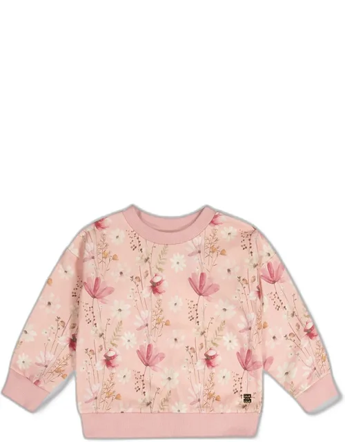 Sweatshirt With Printed Flowers
