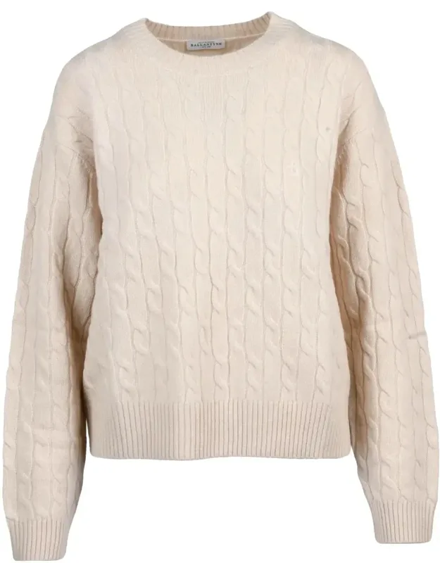Intricate Cable Knit Crewneck Sweater