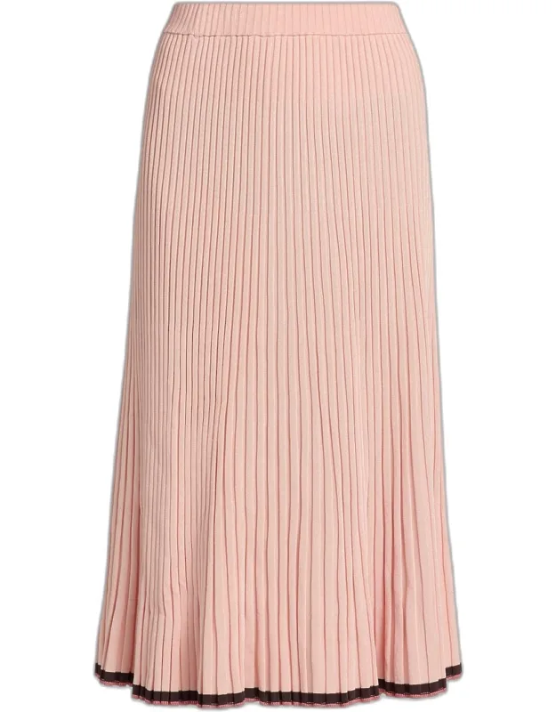 Rib-knit A-line Midi Skirt
